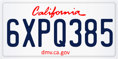 CA license plate 6XPQ385