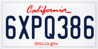CA license plate 6XPQ386