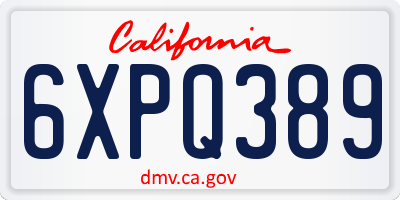 CA license plate 6XPQ389