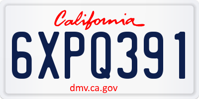 CA license plate 6XPQ391