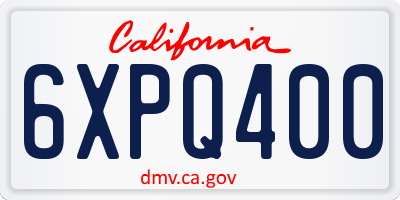 CA license plate 6XPQ400