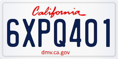 CA license plate 6XPQ401