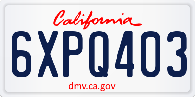 CA license plate 6XPQ403