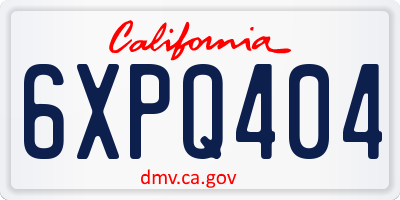 CA license plate 6XPQ404