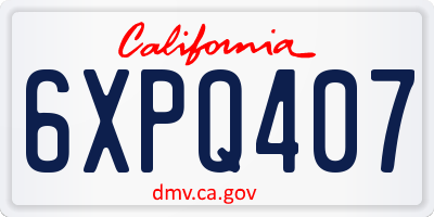 CA license plate 6XPQ407