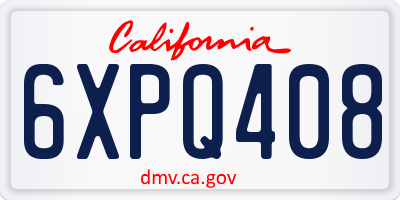CA license plate 6XPQ408