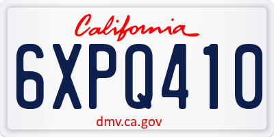 CA license plate 6XPQ410
