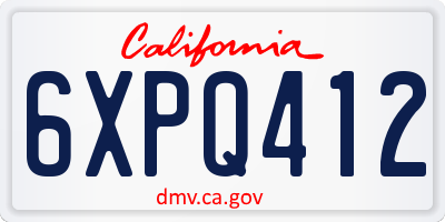 CA license plate 6XPQ412