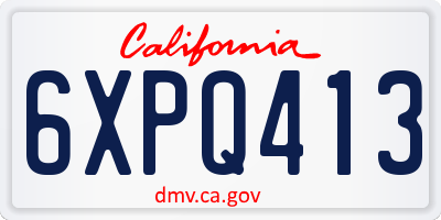 CA license plate 6XPQ413