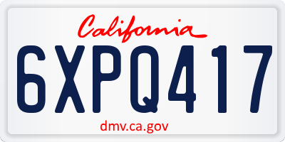 CA license plate 6XPQ417