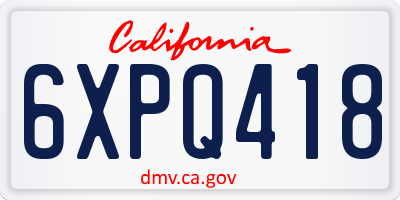 CA license plate 6XPQ418
