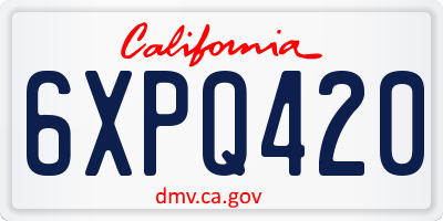 CA license plate 6XPQ420