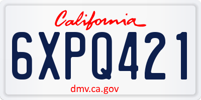 CA license plate 6XPQ421