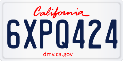 CA license plate 6XPQ424