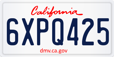 CA license plate 6XPQ425