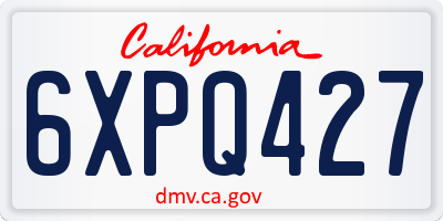 CA license plate 6XPQ427