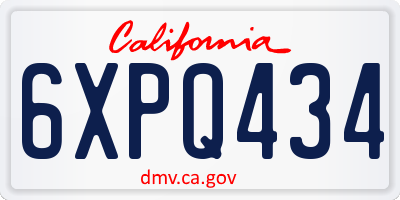 CA license plate 6XPQ434