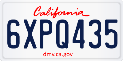 CA license plate 6XPQ435