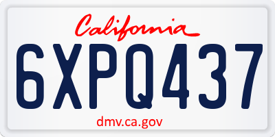 CA license plate 6XPQ437