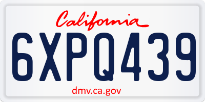 CA license plate 6XPQ439