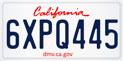 CA license plate 6XPQ445