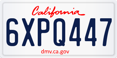 CA license plate 6XPQ447