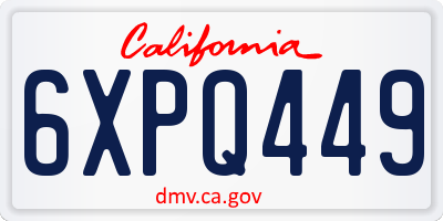 CA license plate 6XPQ449