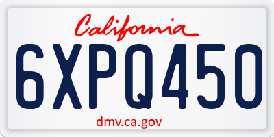 CA license plate 6XPQ450