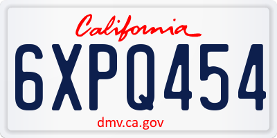 CA license plate 6XPQ454