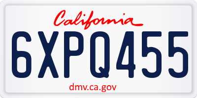 CA license plate 6XPQ455
