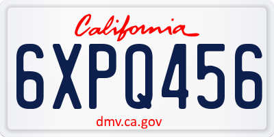 CA license plate 6XPQ456