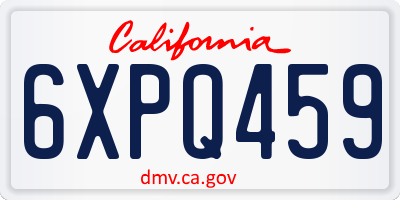 CA license plate 6XPQ459