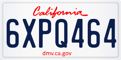 CA license plate 6XPQ464