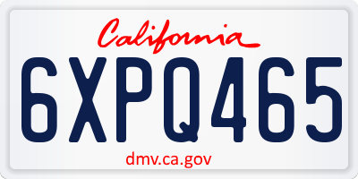 CA license plate 6XPQ465
