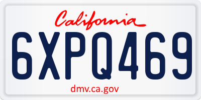 CA license plate 6XPQ469