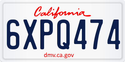 CA license plate 6XPQ474