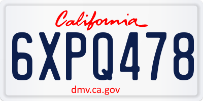 CA license plate 6XPQ478