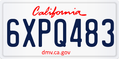 CA license plate 6XPQ483