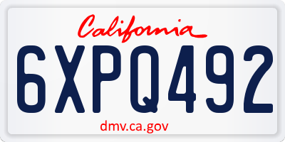 CA license plate 6XPQ492