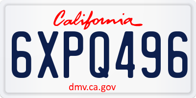 CA license plate 6XPQ496