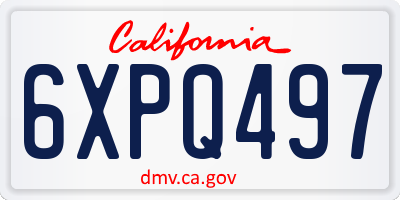 CA license plate 6XPQ497