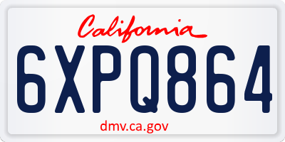 CA license plate 6XPQ864