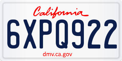 CA license plate 6XPQ922