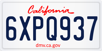 CA license plate 6XPQ937