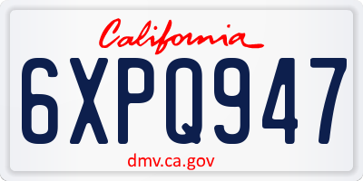 CA license plate 6XPQ947