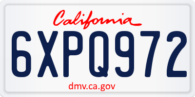 CA license plate 6XPQ972