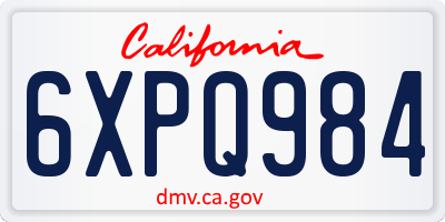 CA license plate 6XPQ984