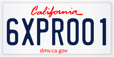 CA license plate 6XPR001