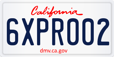 CA license plate 6XPR002
