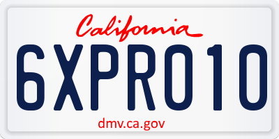 CA license plate 6XPR010